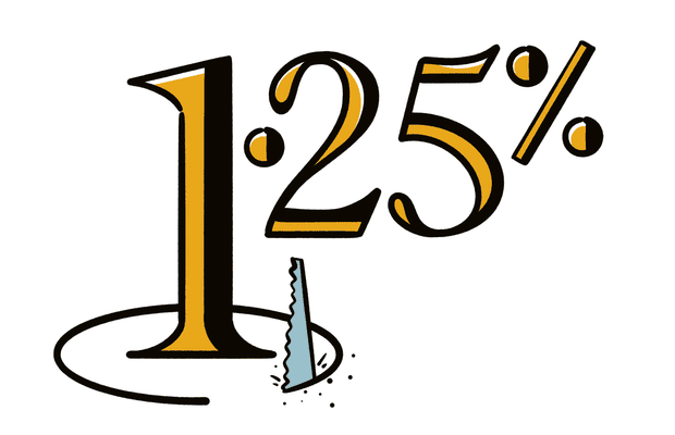 Illustration by Steven Gregor of a saw cutting a hole beneath the figures “1.25%”.