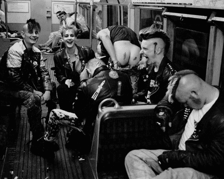 Punks larking about on the tube