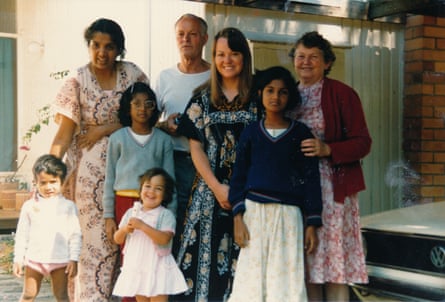 Shankar Kasynathan and his family, and his host family in Melbourne in 1987.