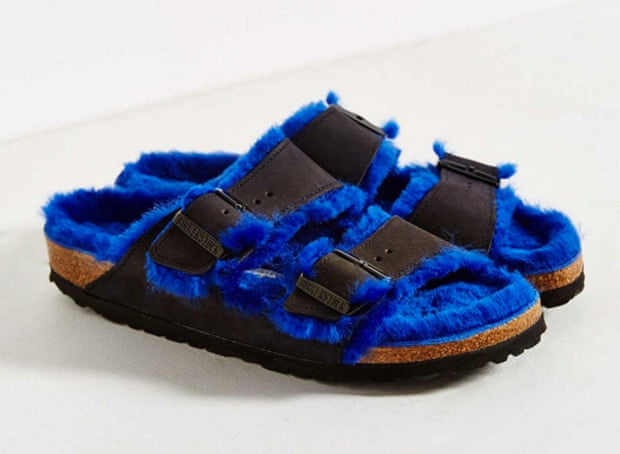 Birkenstock Arizona Blue Shearling sandals (which are sadly, sold out).