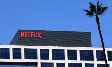 Netflix office building on Sunset Boulevard in Los Angeles. Editorial photograph by Frederic J. Brown/AFP/Getty Images.