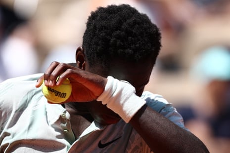 Moise Kouame reacts during his second round match against Adolfo Daniel.
