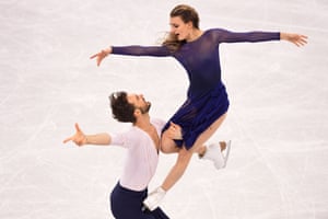 France’s Gabriella Papadakis and France’s Guillaume Cizeron come second in the ice dance free dance of the figure skating.