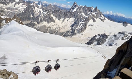Cable cars at Aiguille du Midi in Chamonix, France