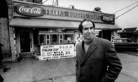 Philip Roth revisiting a childhood haunt in Newark, New Jersey, 1968.