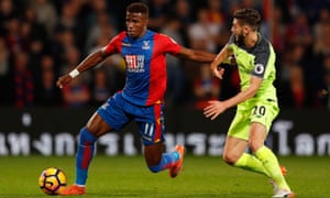 Wilfried Zaha, centre, only recently made the decision to play for the Ivory Coast but will bear much of his side’s attacking burden.