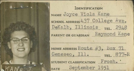 Joyce DeFauw’s school ID when she first enrolled at what is now Northern Illinois University in 1951.