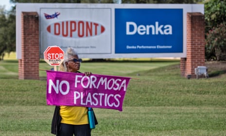 Gail LeBoeuf protests in front of the Denka plant in ‘Cancer Alley’ in 2019.