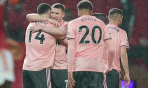 Manchester United vs Sheffield United. Premier League<br>27.01.2021. Manchester United vs Sheffield United. Premier League. Jon Super/NMC Pool. Oliver Burke celebrates his goal.