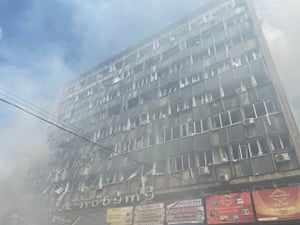 Vinnytsia, Ukraine: A view of a damaged building at the site of a Russian military strike