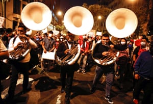 A band plays after Sagasti’s election