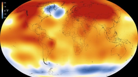 Nasa map of temperature anomalies in 2015 compared to the long-term average.