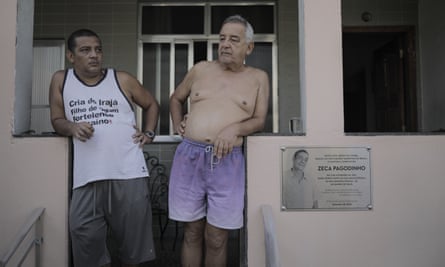 Samba composer Beto Gago (Stuttering Bob) with his son, Juninho Thybau.