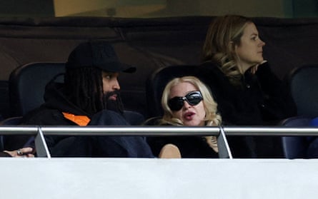 Madonna and her partner Akeem Morris watch Spurs’ game with Chelsea from the stands