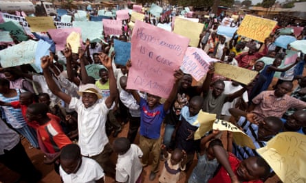An anti-gay protest in Uganda