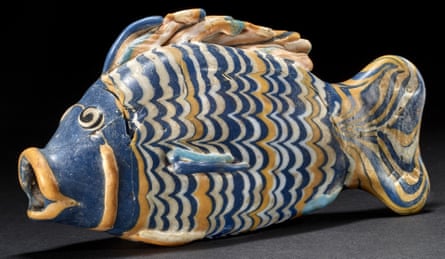Glass vessel in the form of a fish, 1550–1292 BCE, glass. The Trustees of the British Museum