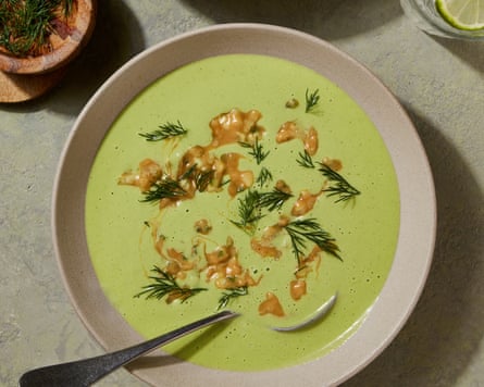 Cool runnings … Yotam Ottolenghi’s cucumber yoghurt and peanut soup.