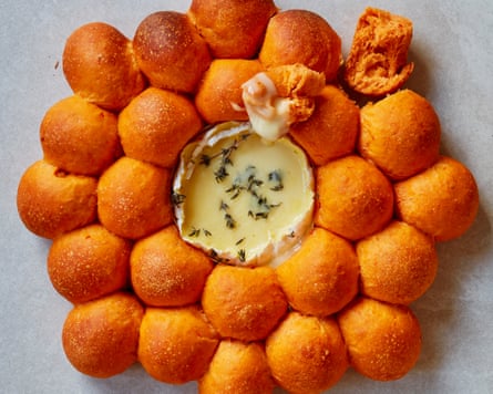 tomato bread and baked camembert