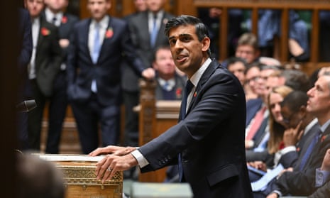 Rishi Sunak speaks during a debate on the king's speech in parliament on Tuesday 7 November 2023.