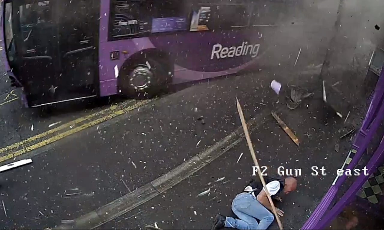 Man Hit By Bus In Reading Survives Without Injury Video Uk News The Guardian