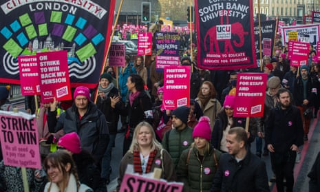 Thousands of strikers and their supporters marching  in London in November last year.