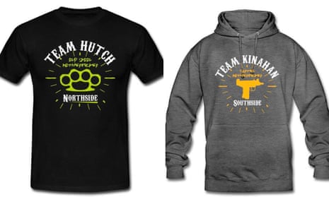 A T-shirt and hoodie featuring the 'Team Hutch' and 'Team Kinahan' designs