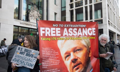Supporters of Julian Assange at a protest in London earlier this month