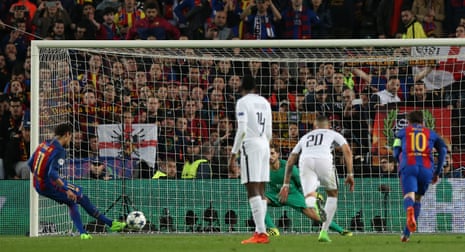 Neymar scores their fifth from the penalty spot.