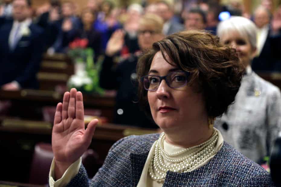 Pennsylvania state House representative Danielle Friel Otten is sworn in on 1 January 2019 at the statehouse in Harrisburg.
