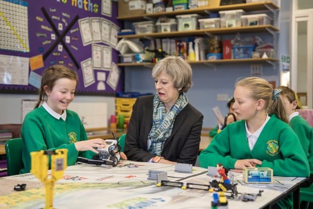 Theresa May visits a primary school in Bootle