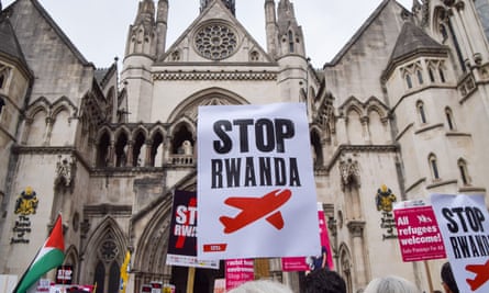 A protest against the Rwanda scheme outside the royal courts of justice in London in September 2022.