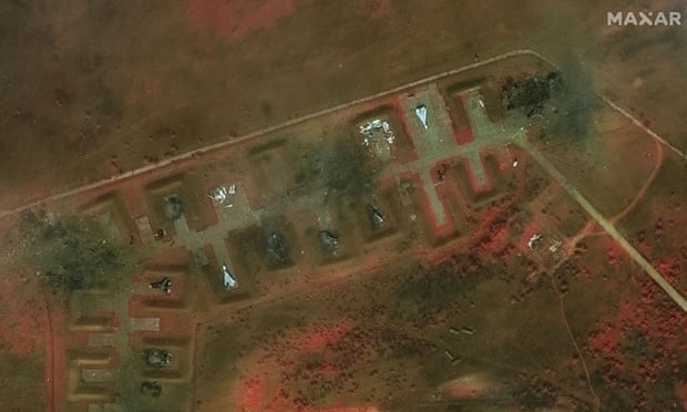 An infrared overview of Saky airbase after the attack.