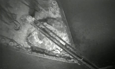 Screengrab from newly released footage of 1986 dive to Titanic wreck.