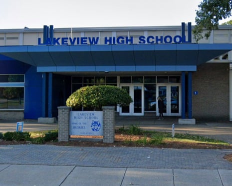 an entrance to a high school