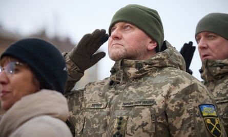 Gen Valerii Zaluzhnyi joins other in marking the first anniversary of the war with Russia.