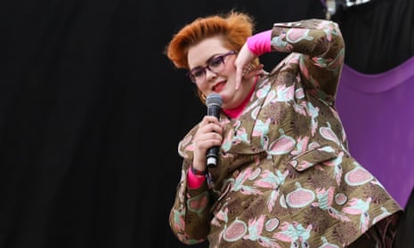 Jayde Adams performing in the comedy tent during Lattitude Festival in 2018.