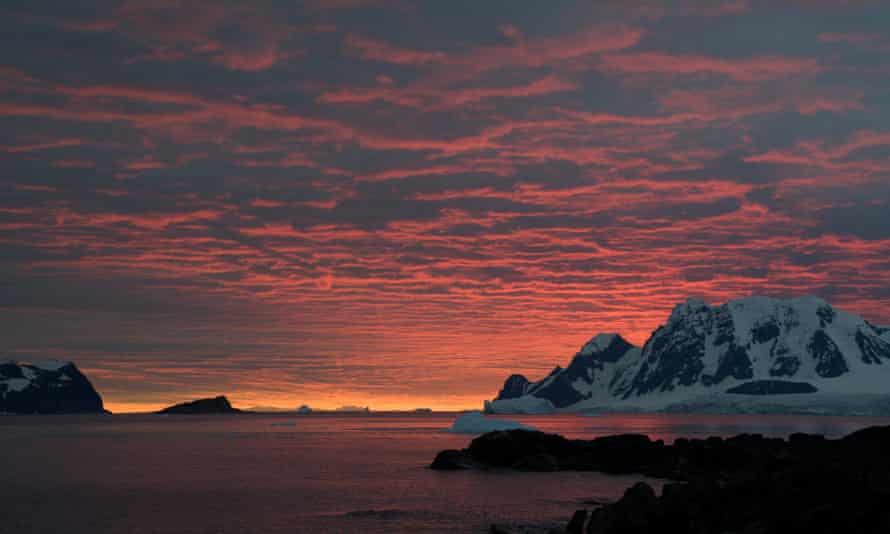 Sunset over the Antarctic Peninsula.