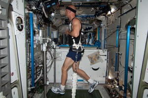 ISS036-E-005384 (2 June 2013) --- In the Tranquility node of the Earth-orbiting International Space Station, European Space Agency astronaut Luca Parmitano exercises on the Combined Operational Load Bearing External Resistance Treadmill (COLBERT), technically named the Treadmill 2 and abbreviated as T2. It is a treadmill for use on board the orbital outpost and is designed to allow astronauts to run without vibrating delicate microgravity science experiments in adjacent labs. It was derived from the treadmill that was originally taken to the station. COLBERT/T2 uses a different kind of vibration-suppression system than the original. Parmitano has been on board the orbital outpost for about three days and will continue his stay into November.