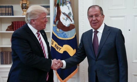 US president Donald Trump meeting the Russian foreign minister Sergey Lavrov in the Oval Office.