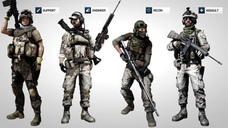 Battlefield character classes … many young gamers learn about weaponry in huge detail.