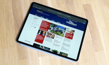 The Guardian site displayed on a 13in iPad Air M2.