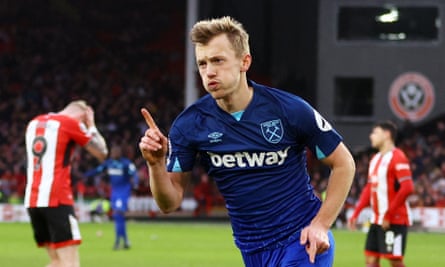 James Ward-Prowse celebrates scoring West Ham’s second goal