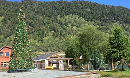 Christmas tree in village of Puyuhuapi, Carretera Austral, Patagonia