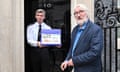Jeremy Paxman marks World Parkinson's Day by handing in the Parky Charter petition to Downing Street on 11 April 11 2024