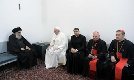 Pope Francis meets with Iraq’s top Shia cleric, Grand Ayatollah Ali al-Sistani.