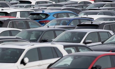 Cars parked at a car storage facility