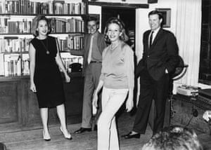 Thomas (far right) standing next to the writer Elena Garro (center) and Elena’s daughter Helena (far left), with an unidentified man, at a gathering in Mexico City, mid-1960s
