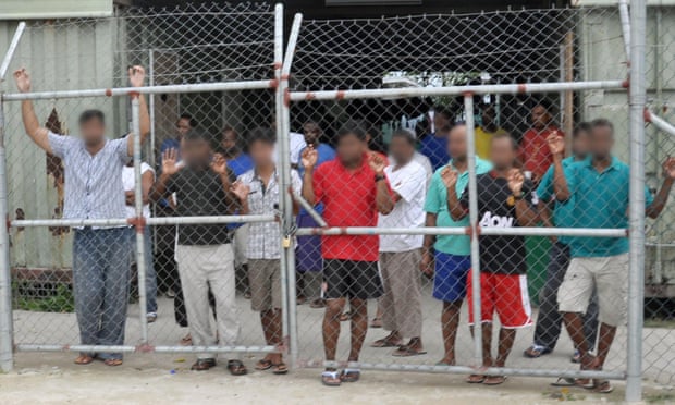 Asylum seekers housed in the Manus Island detention centre in Papua New Guinea. 