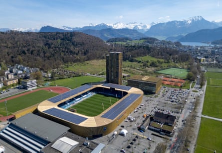 A drone view of the Allmend Stadion Luzern
