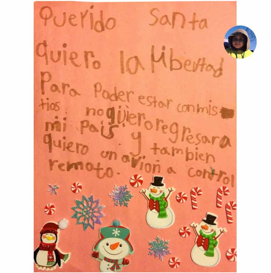 ‘Dear Santa, I am seven years old. I want freedom so I can be with my aunts and uncles. I don’t want to go back to my country. And I also want a remote control airplane.’